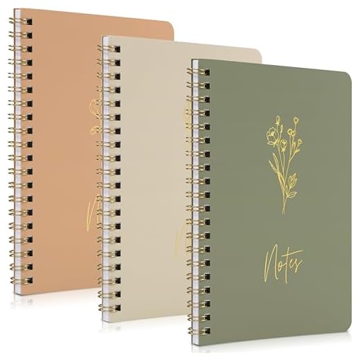 ZICOTO Aesthetic Spiral Notebook Set of 3 For Women - Cute College Ruled 7x5 Journal/Notebook with Lined Pages - Perfect Supplies to Stay Organized at Work or School