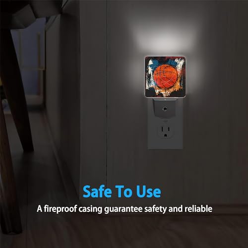 Image of Night Lights Plug into Wall Vintage Grunge Basketball Night Lights Dusk to Dawn Sensor Led Lamp for Women Men,Led Lights for Stairway /Hallway /Bedroom,0.5W