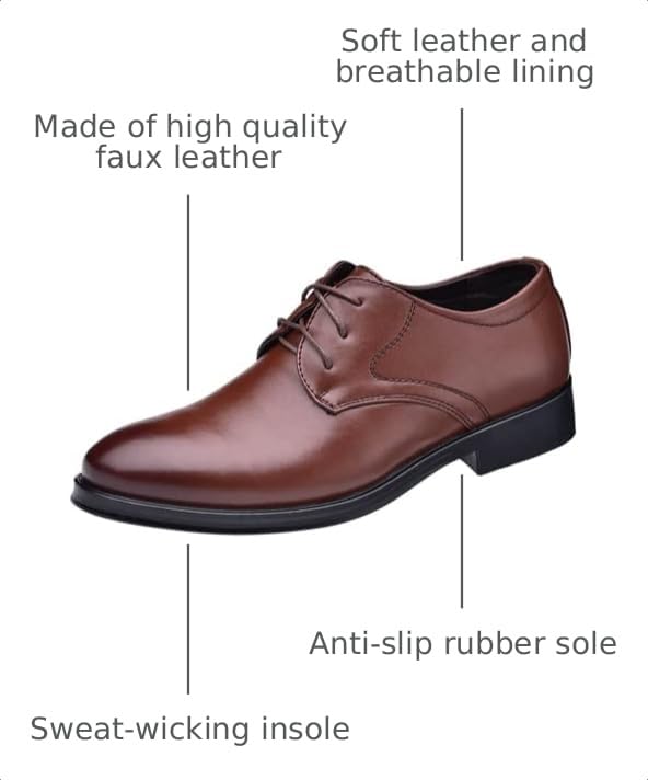 Image of Dress Shoes for Men Lightweight Breathable Lace Up Wedding Shoes Casual Modern Business Formal Oxfords Shoes