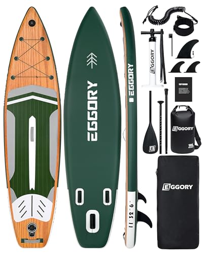 Aufblasbares Paddle-Board, Extra Breites Stand-Up-Paddle-Brett, SUP-Board mit Abnehmbarer Finne, Schwimmendes Paddel, Handpumpe, wasserdichte Tasche, Reise-Board (Green White 1)