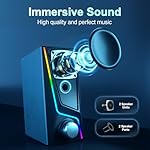 Nylavee Computer Speakers with Subwoofer, 2.1 Hi-Fi PC Speakers System with 6 Lighting Modes, Enhanced Bass, Plug and Play, USB/USB-C Powered and 3.5mm Aux in for Desktop, Monitor, Laptop, Tablet - Image 2