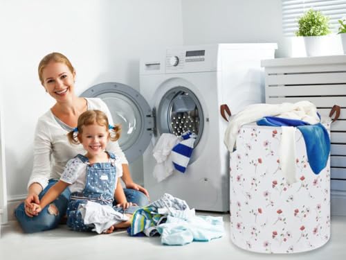 Image of Kids Laundry Hamper,Flower Laundry Basket Collapsible Girls Storage Baskets for Home Decor,Office,Home Organizer,(Dried flowers
