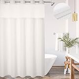 Voguease Extra Long Shower Curtain with Snap-in Liner - Hotel Grade Waffle Weave Fabric, Machine Was