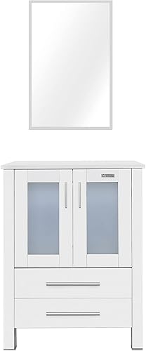 eclife Tocador de Baño Moderno de 24" Combo Lavabo Gabinete Independiente con Puerta de Cierre Suave, Sin Lavabo de Recipiente, Grifo, Desagüe (Solo