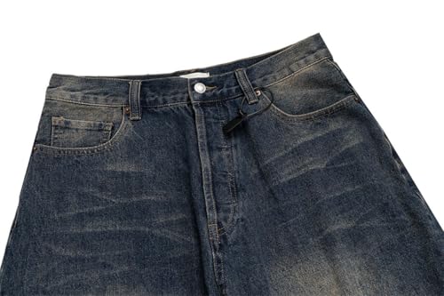 Men’s Mud Dye Straight Washed Gradient Jeans, Baggy Loose Fit, High Street Denim Trousers4