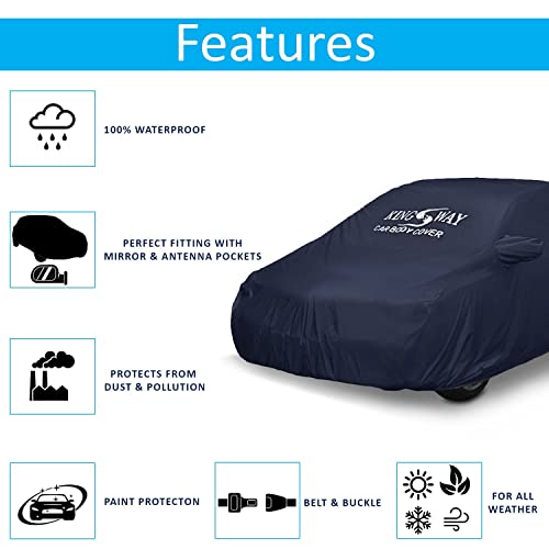 Image of KINGSWAY Accessories Waterproof Car Cover Only Compatible with Toyota Corolla Altis Year 2013 to 2020, Mirror Pockets, Bird Poop, All Weather, Scratch and UV Protection Car Body Cover, Grey