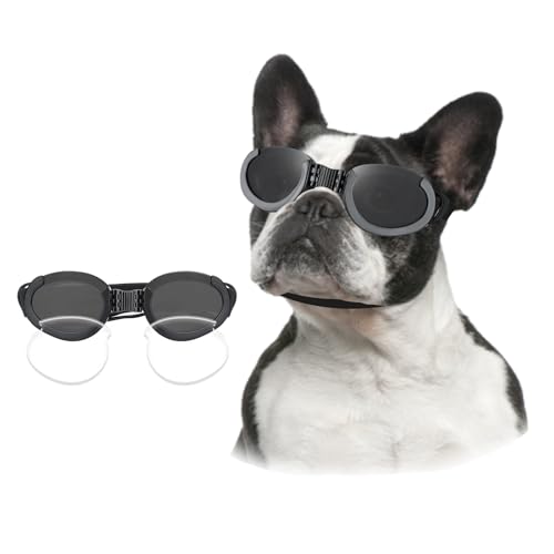 lesypet Dog Goggles Medium Breed, Dog Sunglasses with 2 Detachable Lenses Foldable Glasses for Dog UV Protection Windproof, Black lesypet Dog Goggles Medium Breed, Dog Sunglasses with 2 Detachable Lenses Foldable Glasses for Dog UV Protection Windproof, Black