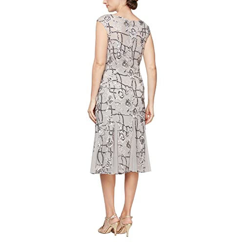Image of Alex Evenings Women's Short Embroidered Cocktail Dress, Wedding Guest (Petite and Regular Sizes)