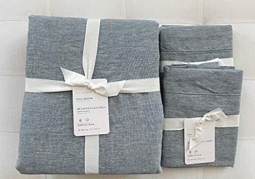 Pottery Barn Belgian Linen Flax Duvet Cover Full/Queen & Two Standard Shams ~ Chambray