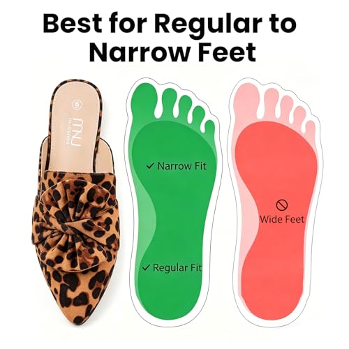 Image of MUSSHOE Pointed Toe Women's Bow Mules: Slip On Backless Loafers - Dressy Casual Flat Shoes for Office Work & Everyday Wear