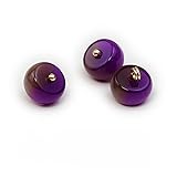 Modische Knöpfe, 30 Stück, 10 mm, blau, 10 mm, kleine runde Kugelperle, halbrunde Perle, dekorativ for Stoffherstellung, Kunstharz-Ösenknöpfe(9# Purple+Brown)