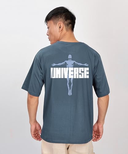 Image of SHODOX Bio-Washed Anti Bacterial 100% Pure Cotton Men's Oversized Aesthetic Premium Printed T-Shirt | Cozy Soft, Less Wrinkles Loose Fit, Drop Shoulder, Korean Baggy Style Tees for Mens