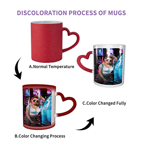 Naispanda Herz Zaubertasse mit Foto Name Text Bedrucken Lassen Magic Mug Personalisieren Fototasse Zauberbecher Selbst Gestalten Tasse Personalisiert Zaubertasse Bedruckt mit Foto Kaffeebecher Rot