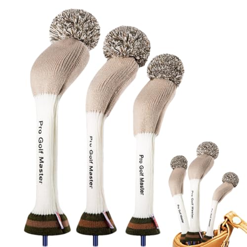 Golf Hybrid Head Covers - Wool Knitting Golf Headcovers, Waterproof Golf Club Protectors | 3pcs Sturdy Long Neck Golf Head Covers, Personalized Golf Club Covers for Men Women, 3 Sizes