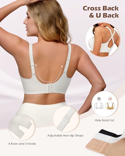 Image of As Fairy Womens Soft Comfortable No Underwire Bras V Neck Seamless Push Up Bralettes Full Coverage Tshirt Brassiere