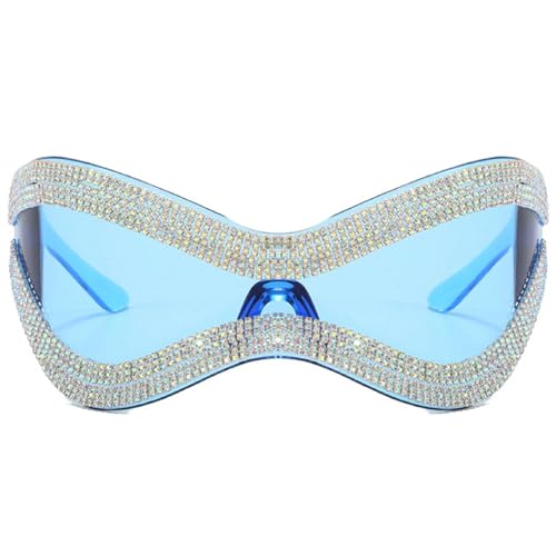 Oversized Fashion Rhinestone Sunglasses for Women Sparkling Diamond Wrap Around Cat Eye Sun Glasses Ladies Y2k Shades4
