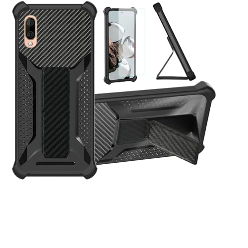 Aroepurt Hülle Für Wiko View 3 LITE Hülle Hülle Handyhülle Schutzhülle Cover [mit gehärtetem Glas-Screen-Protector] Hybrid [Folding Support Magnetic] [Frosted Anti-Fingerprint] Schwarz