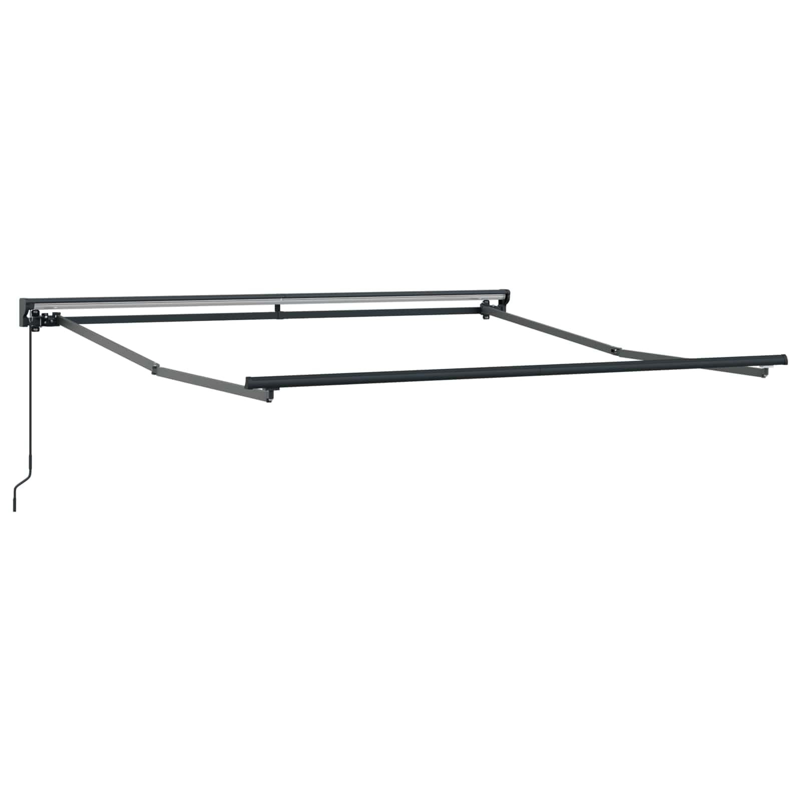 Toldo retráctil azul blanco 350 x 250 cm, toldo con brazo articulado para terraza y jardín, protección solar manual de poliéster y aluminio para exteriores