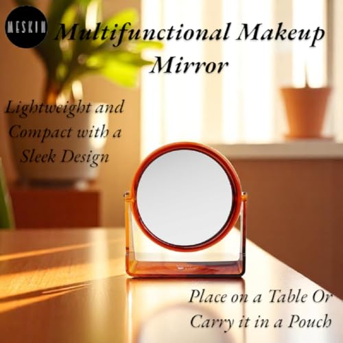 Image of MESKIN Dual-Sided Round Beauty Mirror - Compact and Stylish Makeup Mirror with Clear Reflection for Precise Grooming (Pack of 1)