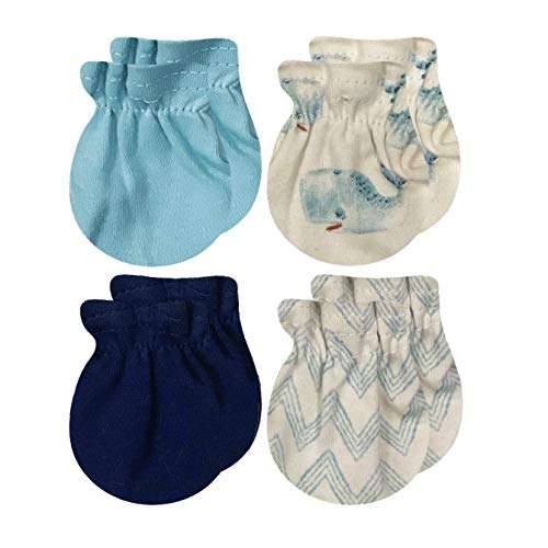Image of MODERN BABY Newborn Mittens For Baby Girls & Baby Boys 4 Pack 0-3 Months Infant No Scratch Mitten Gloves 100% Cotton