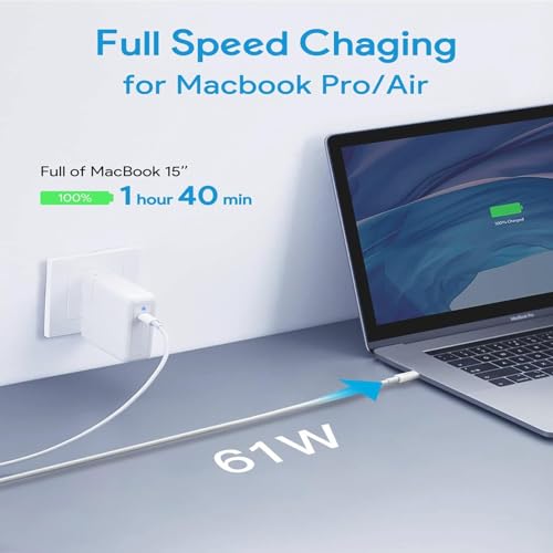 Image of Madhabi 60W USB-C Power Adapter Charger with 6.6ft Type-C to C Cable, Fast Charging Replacement for MacBook Pro 13 /14 Inch, MacBook Air, iPad Pro & USB-C Laptops
