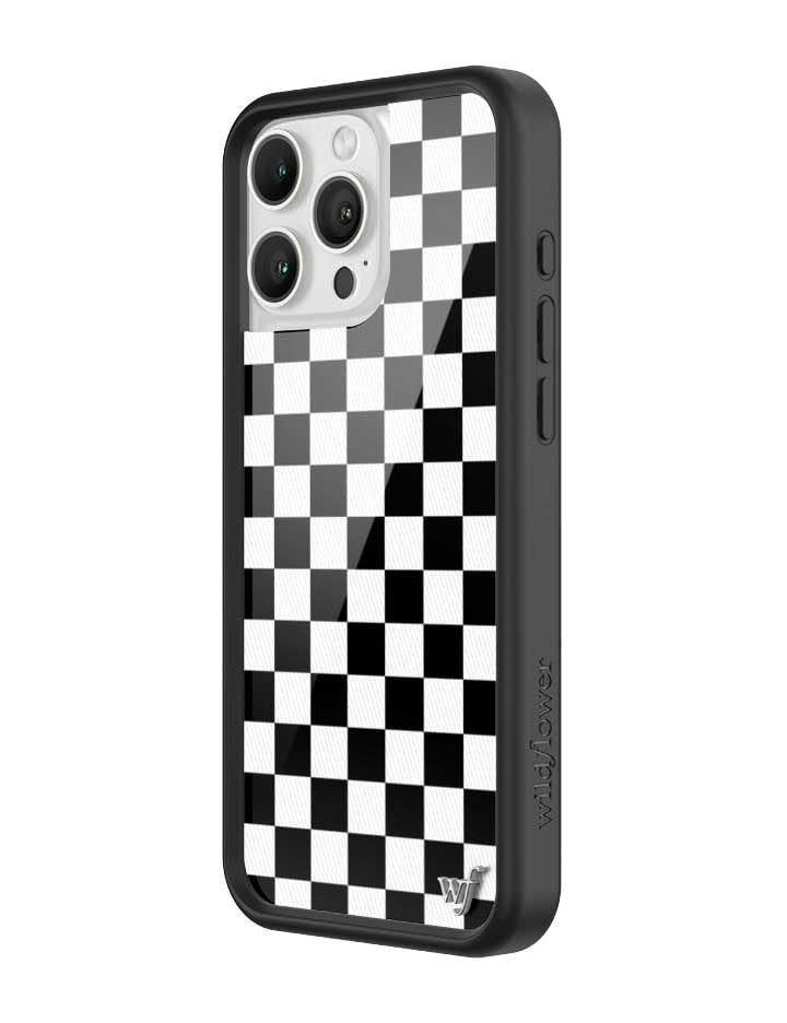 Image of Wildflower Cases - Compatible with iPhone 16 Pro Max | Protective Black Bumper, 6.5ft Drop Test Certified, Women Owned Small Business | Checkers Black