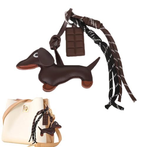 ZhongShuang Taschenanhänger,Bag Charms,Dackel Schlüsselanhänger,Einschließlich Welpe Und Schokoladen-Hanfseil,Kann Als Schlüsselanhänger Verwendet Werden,Ein Geschenk Für Freunde
