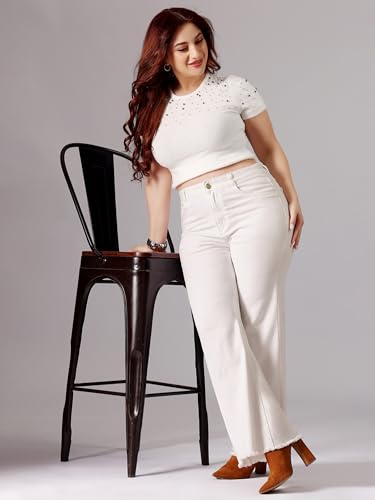 Image of Miss Chase A+ Women's Bootcut High Rise Regular-Length Stretchable Denim Shaping Jeans