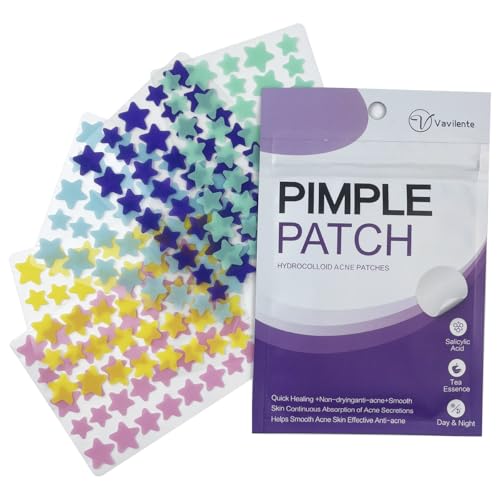 Vavilente Pimple Patches for Face Zit Dots,Hydrocolloid Pimple Patch Star with Tea Tree Oil Acne Patches Invisible,Star Face,Cute Acne Patch-Day and Night Use(200 Count)