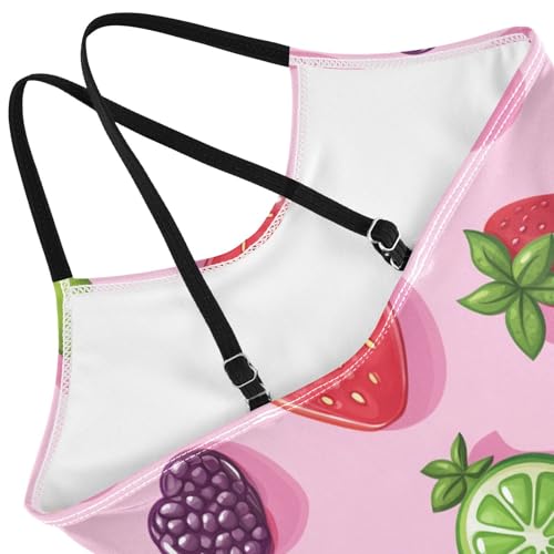 Pigsaly Girls One Piece Swimsuits Cute Lemon Blueberry Mango Gummy Jelly Candy Kids Cross Back Swimwear Bathing Suit 3T4