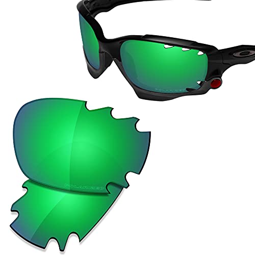 Image of SAUCER Premium Replacement Lenses & Rubber Kits for Oakley Jawbone Vented Racing Jacket | Jawbone Vented Racing Jacket Low Bridge Fit Sunglasses High Defense - Jade Green Polarized