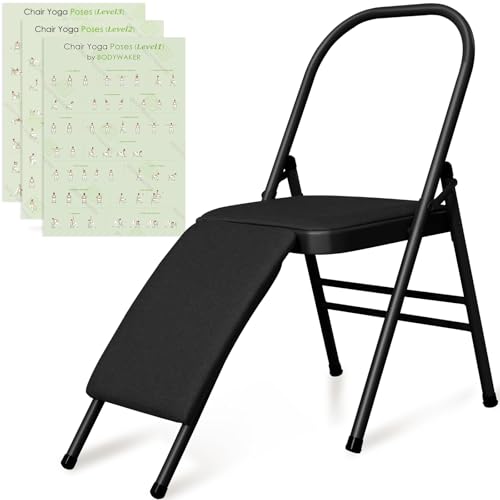 Foldable Yoga Auxiliary Chair with 3 Training Guide Posters...