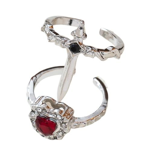Genérico s en Forma de Corazón para Mujer | s Góticos Ajustables y Apilables de Fantasía,de San Valentín | para San Valentín Navidad Viaje Graduación Boda Compromiso Promesa