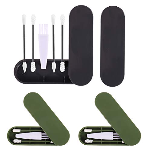 Spiralization Direct 4 Set Reusable Cotton Swabs Washable Silicone Swab Double Head Cotton Bud Silicone Cotton Tipped Applicator with 4 Portable Case(Color 1)