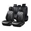 Coverado Juego completo de fundas de asiento de automóvil, fundas de asiento delantero y trasero, funda de asiento impermeable de cuero para automóvil, protectores universales para interiores de