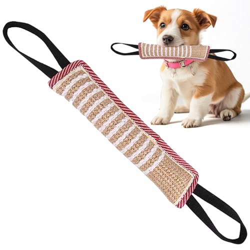 Giocattolo per Cani, Manicotto Juta Salsicciotti per Cani, Salsicciotto Cane Addestramento con 2 Maniglia, Giocattolo Interattivo per cani Morso per Allenamento di Tiro alla Fune