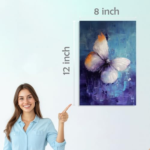 Image of SiddArtify Elegant Butterfly Art Print Set - Teal - Purple - Warm Hues - 300GSM Board - 8x12 Inch - Pack of 6 Wall Room Decoration art Poster Prints