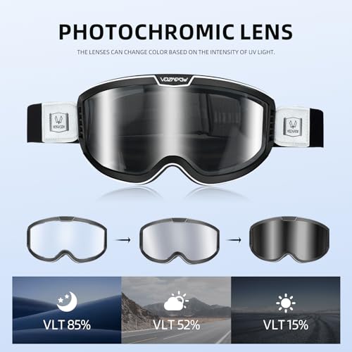 VOZAPOW Photochromic Motorcycle Goggles Anti Fog