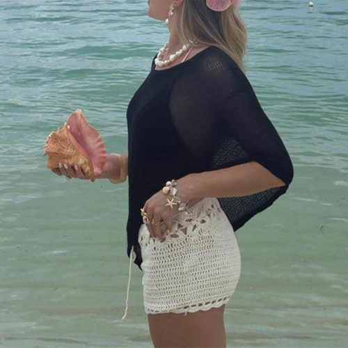 Bocymolay Women Sheer Poncho Shrug Bolero Lightweight Knit Top Summer Cover Up Pullover Shrugs Shawl Sweater2