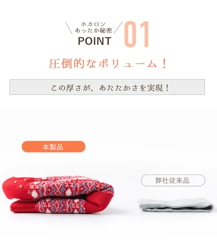 ホカロン レディース ルームソックス あったか 裏ボア フェアアイル柄 すべり止め付 23-25cm の商品画像 2