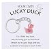 Ukodnus Lucky Duck Keychain, Good Luck Ducks Charm with Inspirational Card, Positive Gift for Friends, Family and Duck Lovers, Encouragement Gift for Graduation, New Job, Exam, Red