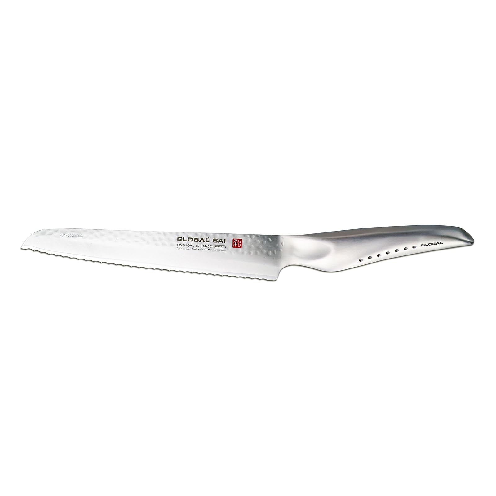 Global SAI Range Premium - Coltello da pane seghettato, 17 cm, in acciaio inox CROMOVA 18