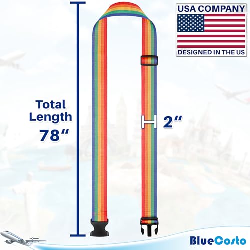 Image of Luggage Straps for Suitcases - TSA Approved - Rainbow, 4 PK - Premium Belts for Suitcase, Briefcase & Travel Bag - Adjustable Strap Length 43 inch - 78 inch