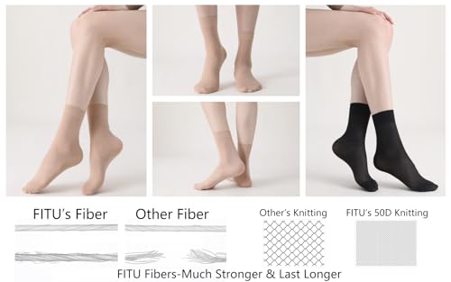 Image of Women's 10-24 Pairs (in Gift Box) Ankle High Sheer Nylon Socks Soft Tight Hosiery with Reinforced Toe