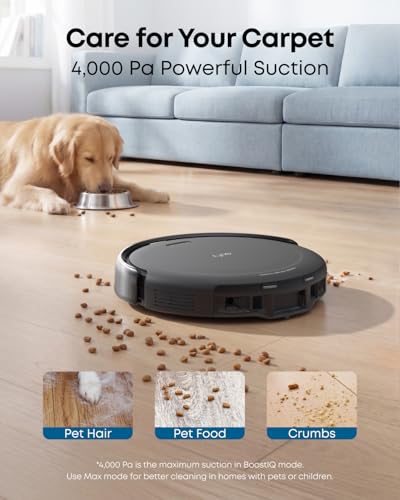 Image of eufy C10 Robot Vacuum with Self-Emptying, LiDAR Navigation | 8 Weeks Hands-Free, 2.85in Slim Design, Edge Expansion Brush for Pet Hair, Carpet Detection, Smart Mapping