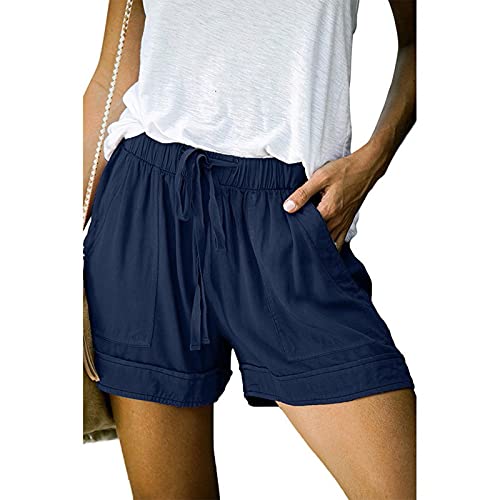 WABEOR Cotton Shorts for Women Loose Fit Plus Size Casual Summer Shorts Elastic Linen Drawstring Shorts Women Comfy Shorts - Image 4