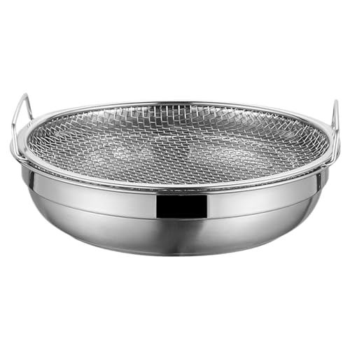 Generisch Colador de acero – colador de malla de grasa | Colador de pasta de acero inoxidable con mango resistente al calor – Bandeja de goteo de acero inoxidable para horno freidora de aire de cocina