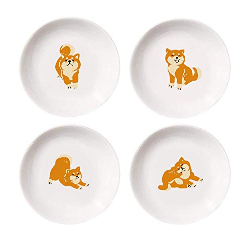4 platos de cerámica para cena con diseño de gato, para sushi, aperitivos, platos de postre