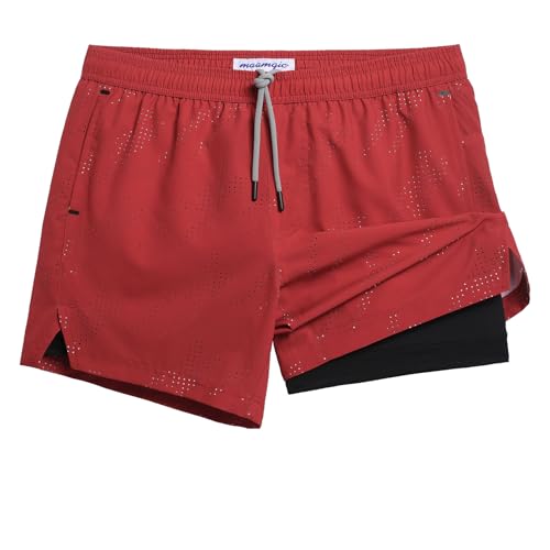 Image of maamgic Mens Running Shorts with Compression Liner 5 inch Quick Dry Workout Shorts Anti-Chafe Gym Shorts 2 in 1 Athletic Shorts