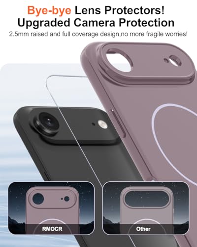 Image of Magnetic for iPhone Air Case,Shockproof Matte Cover,Lavender Purple | with Screen Protector,Compatible with MagSafe,Military Grade Drop Protection,Full Camera Protection,Non-Slip Design Case